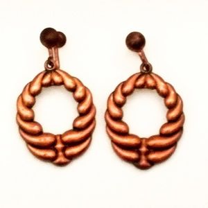 Vintage Copper Twist Hoop Earrings